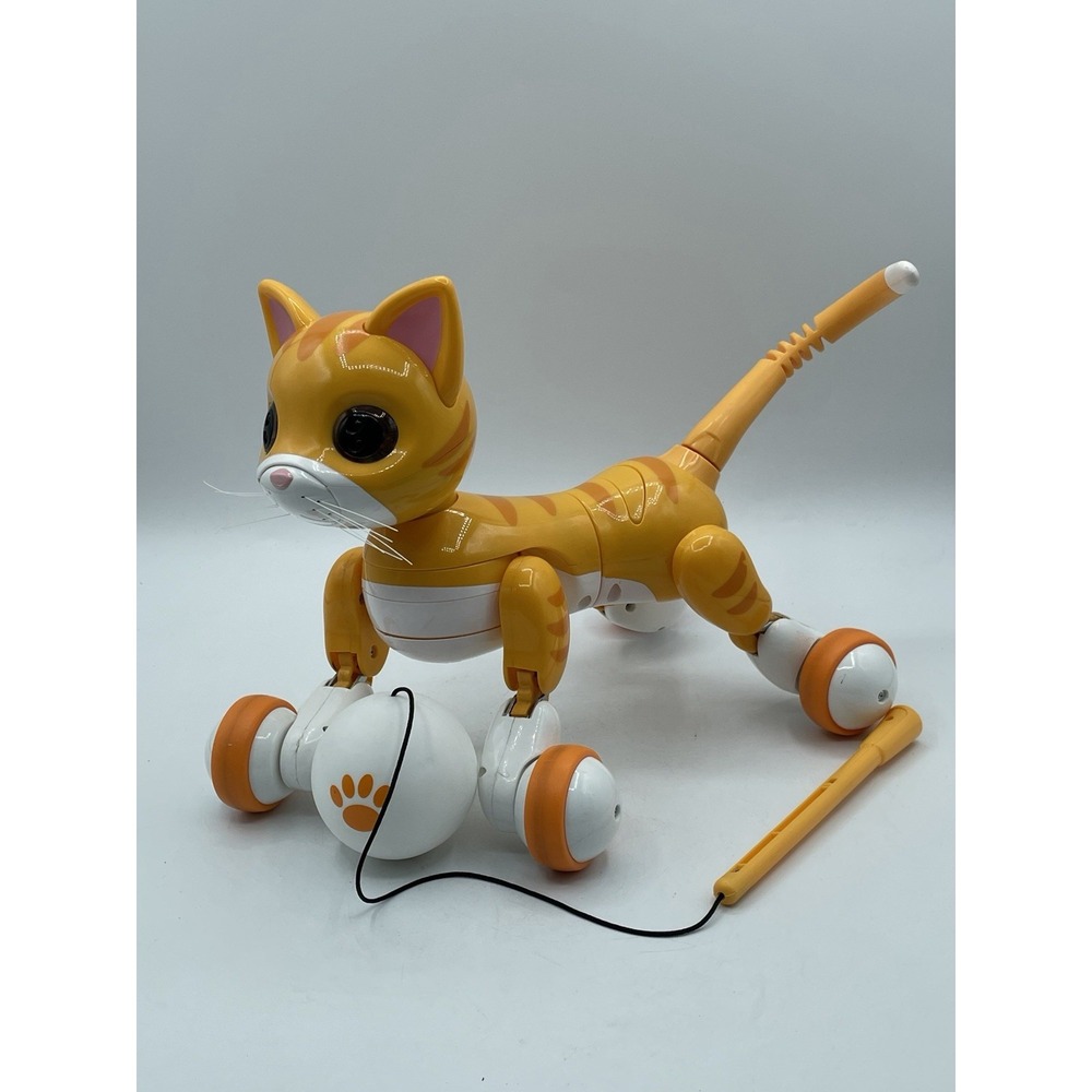 Orange Zoomer Kitty Interactive Robot Cat With Ball Accessory Tested & Working